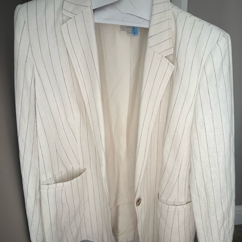 Loft Pinstripe Cream Blazer